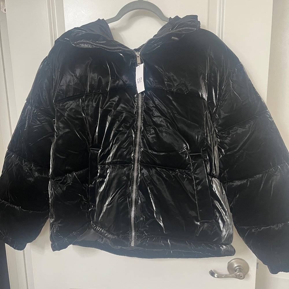 GAP Shiny Black Puffer Jacket
